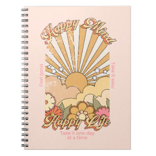 Happy Mind Happy Life Hippy Groovy Vibes Notizblock