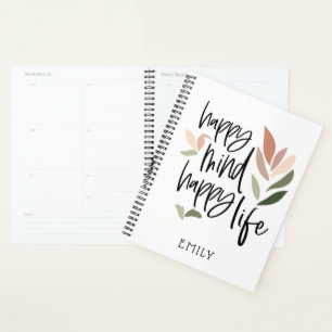 Happy Mind Happy Life Motivierend Quote Planer