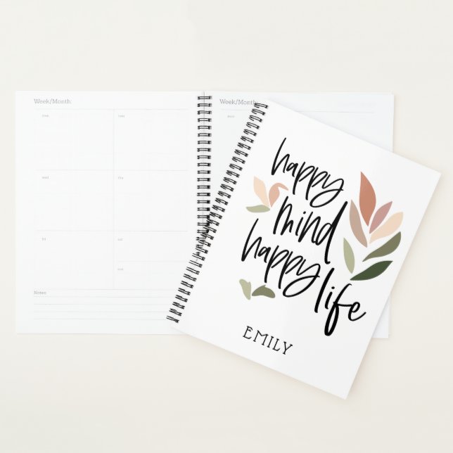Happy Mind Happy Life Motivierend Quote Planer (Anzeige)