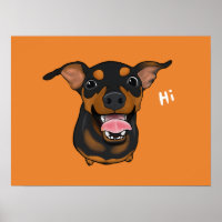 Happy Miniature Pinscher Min Portrait Poster