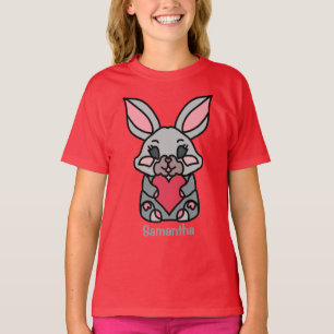 Happy Minimalistisch Bunny mit Herz   Liebe T-Shirt