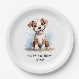 Happy Minimalistisch Pitbull Pit Bull Terrier Dog Pappteller