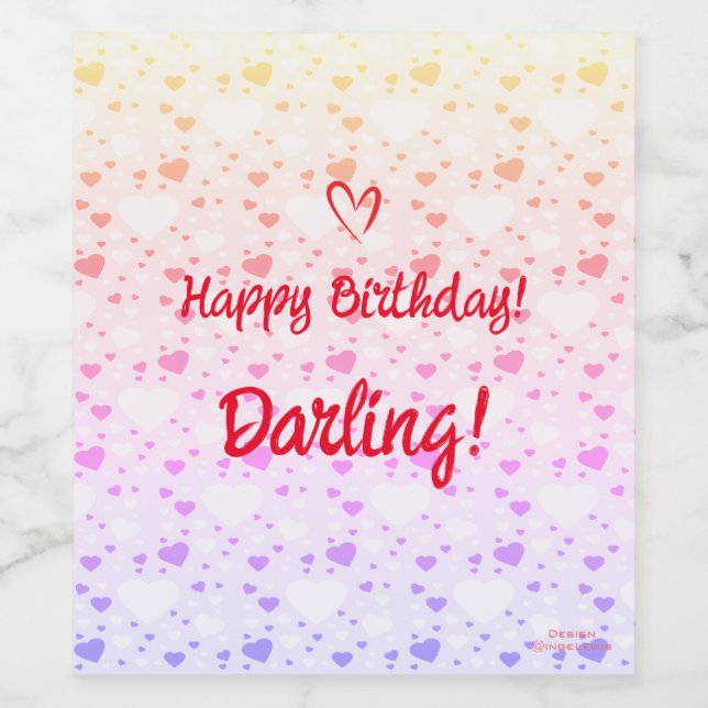 Happy Modern Hearts Customize Liebe Weinlabel Weinetikett (Einzelnes Label)