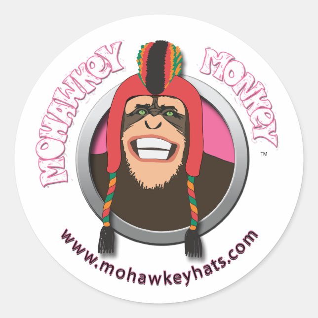 Happy Mohawkey Affenaufkleber Runder Aufkleber (Vorderseite)