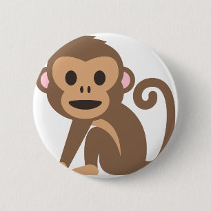 Happy Monkey Cartoon Button