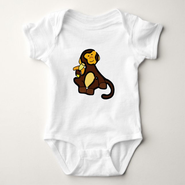 Happy Monkey mit Banane Baby Strampler (Vorderseite)