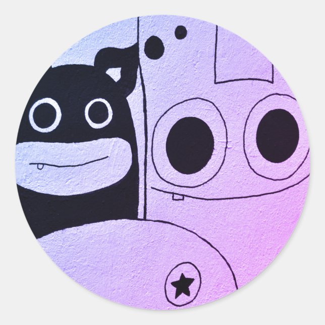 HAPPY MONSTER KUSTOMIZABLE-Aufkleber Runder Aufkleber (Vorderseite)