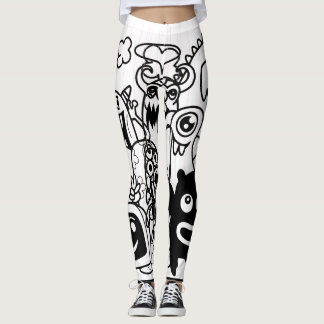 HAPPY MONSTER SCHWARZE UND WEISSE Leggings