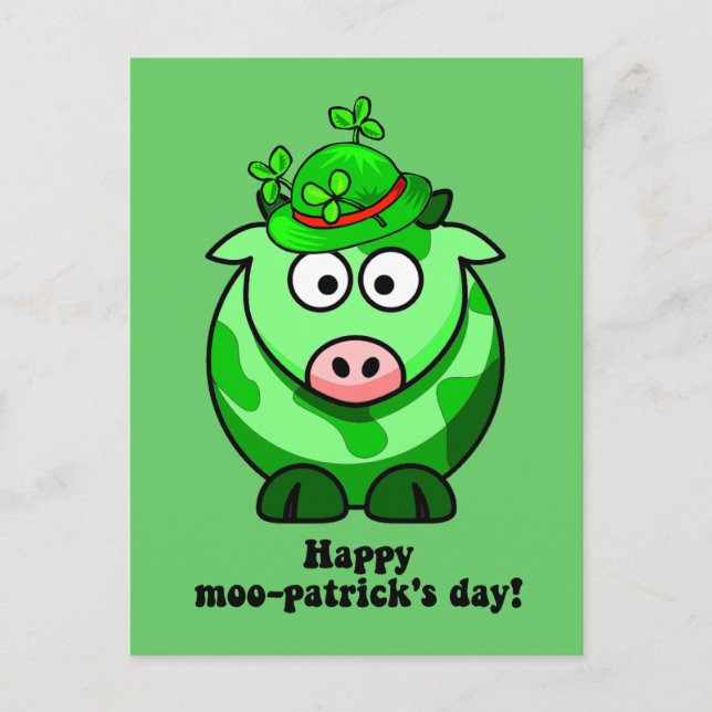 Happy Moo Patrick Day Postkarte (Vorderseite)