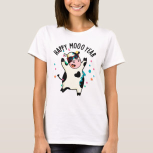 Happy Moo Year Funny Cow Puff T-Shirt