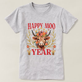 Happy Moo Year | Highland Cow | NeujahrsT - Shirt