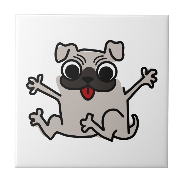 Happy Mops Fliese (Vorderseite)