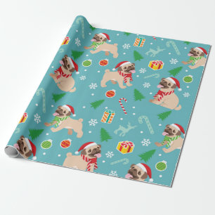 Happy Mops Weihnachtsmuster Geschenkpapier