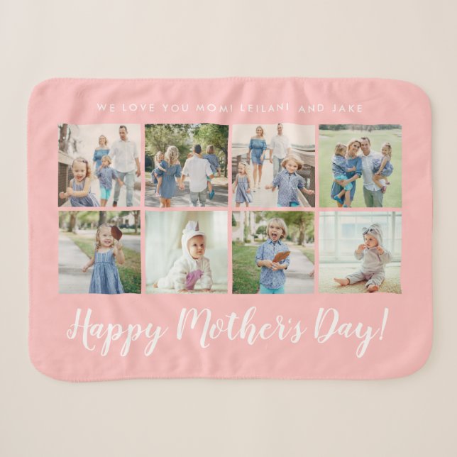 Happy Mother Day 8 Foto Custom Blush Pink Sherpadecke (Vorderseite (Horizontal))