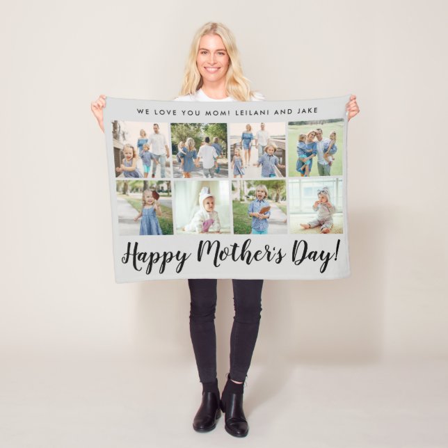 Happy Mother Day 8 Foto Custom Message Graue Fleecedecke (Beispiel)
