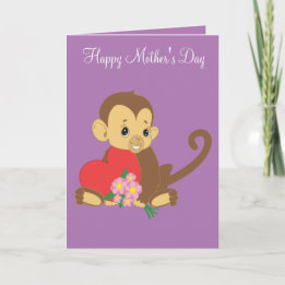 Happy Mother Day Baby Monkey Karte