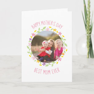 Happy Mother Day Best Mama Ever Family Foto Karte