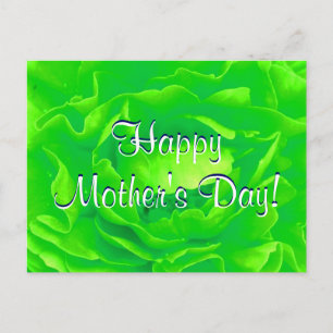 Happy Mother Day Bright Green Rose Postkarte