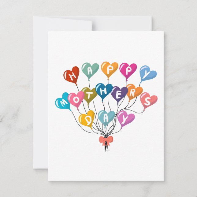 Happy Mother Day Colorful Heart Balloons Karte (Vorderseite)