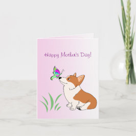 Happy Mother Day Corgi mit Butterfly Karte
