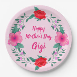 Happy Mother Day Edit Name Großmutter Gigi Pappteller