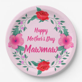 Happy Mother Day Edit Name Großmutter Mawmaw Pappteller