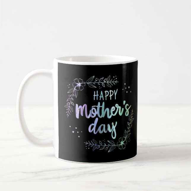 Happy Mother Day Floral Rainbow Colors Kaffeetasse (Links)