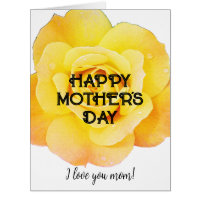Happy Mother Day Floral Yellow Rose Custom Text