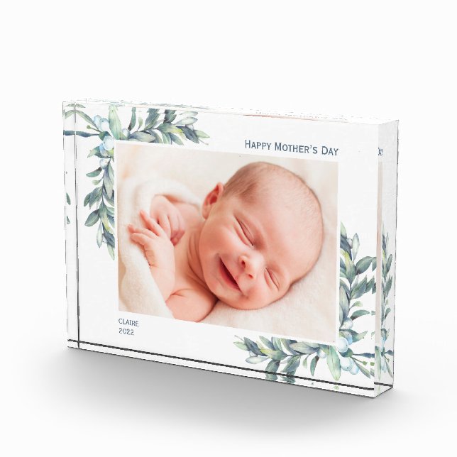 Happy Mother Day Foto Block mit Blätter Berries (Rechts)