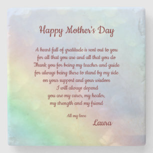 Happy Mother Day Gedicht personalisiert Steinuntersetzer