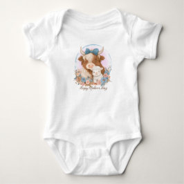 Happy Mother Day Highland Cow Baby Strampler