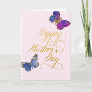 Happy Mother Day Hübsch Butterfly Gold Pink Karte