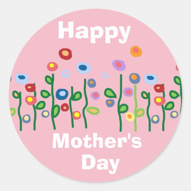 Happy Mother Day hübsch Garden Blume Runder Aufkleber (Vorderseite)