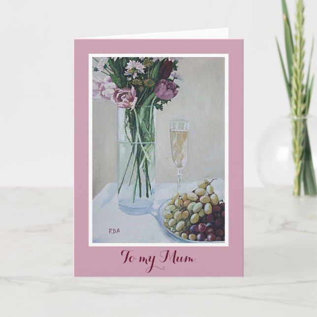 Happy Mother Day hübsche rosa, blühende Kunst Karte (Vorderseite)