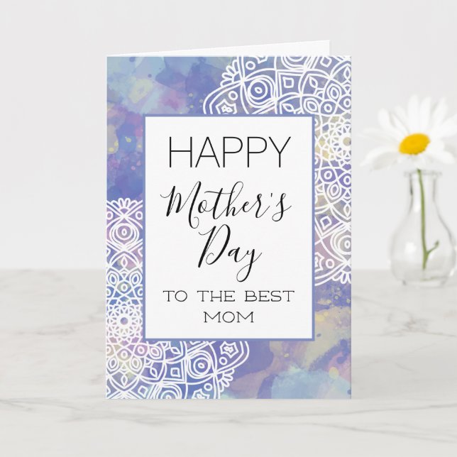 Happy Mother Day Lavender Lila Floral Mandala Karte (Kleine Pflanze)