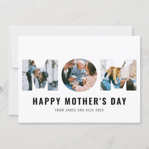 Happy Mother Day MAMA Cutout Simple 3 Foto Card Save The Date
