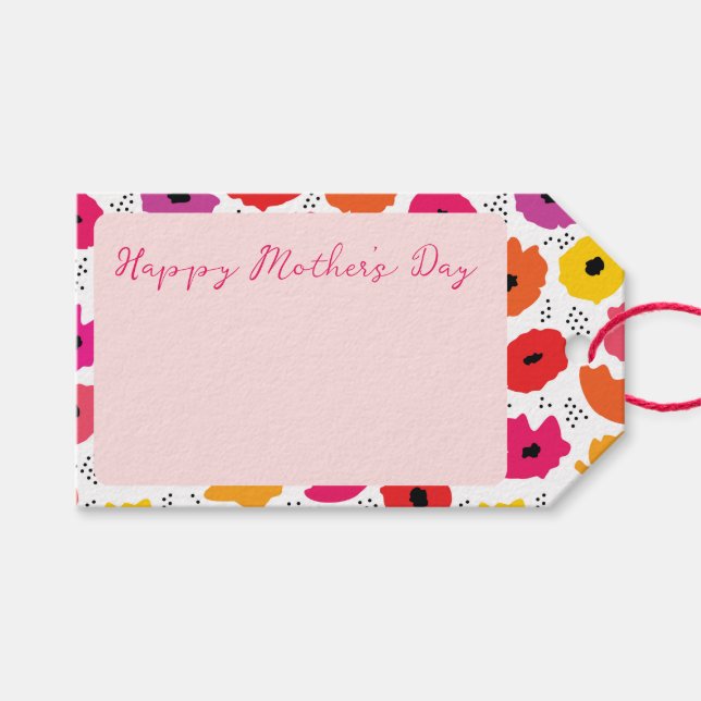 Happy Mother Day Modern Blush Pink Poppy Blues Geschenkanhänger (Vorderseite (Horizontal))