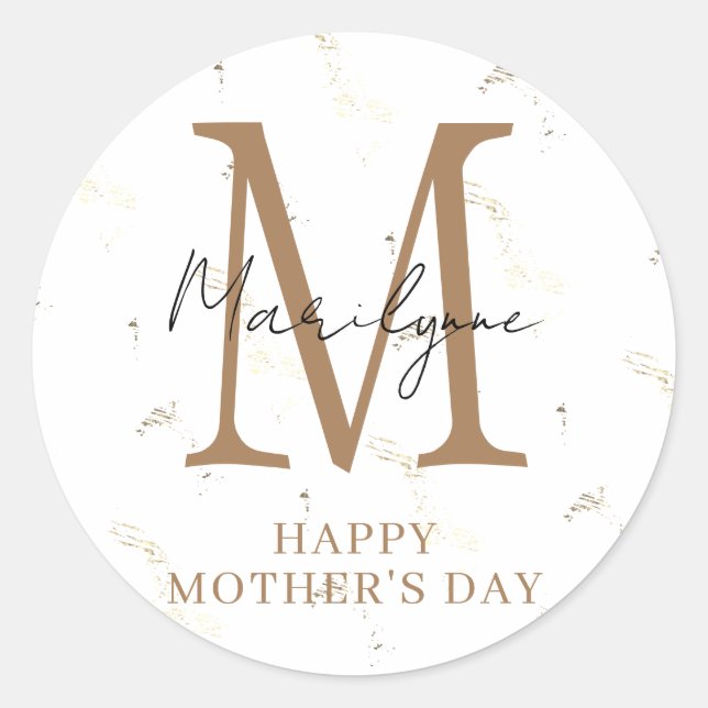Happy Mother Day Modern Monogram Stickers (Vorderseite)