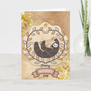 Happy Mother Day Niedlich Fun Koala Sloth und Baby Karte