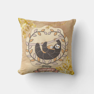 Happy Mother Day Niedlich Fun Koala Sloth und Baby Kissen