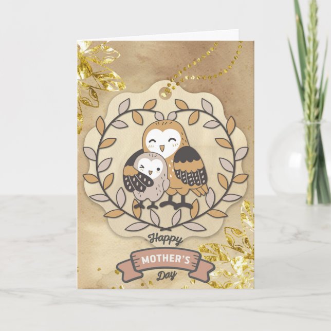 Happy Mother Day Niedlich Fun Owl Bird Karte (Vorderseite)