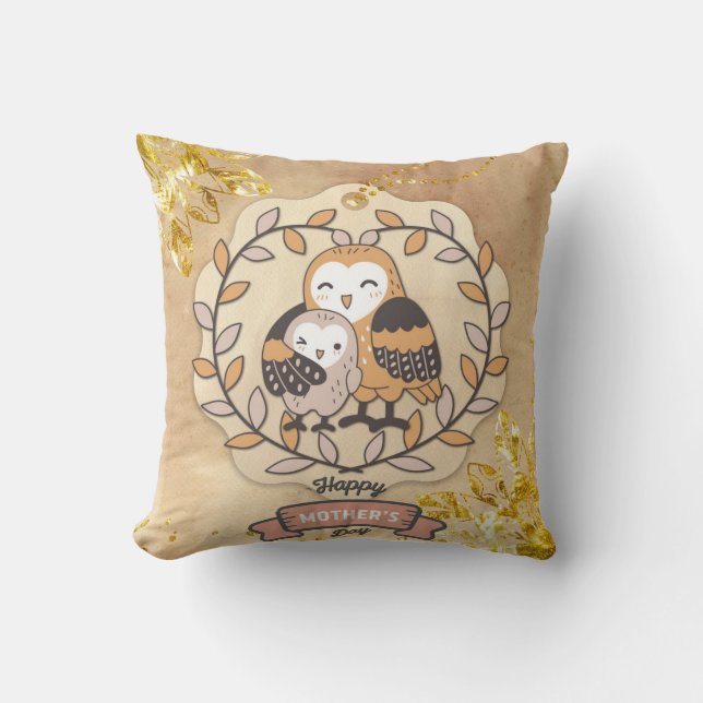 Happy Mother Day Niedlich Fun Owl Bird Kissen (Vorderseite)