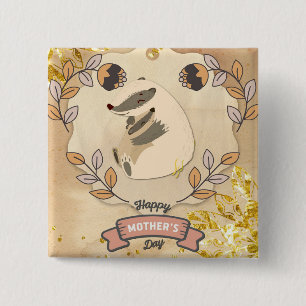 Happy Mother Day Niedlich Fun Raccoon Button