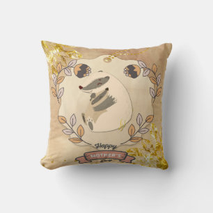 Happy Mother Day Niedlich Fun Raccoon Kissen