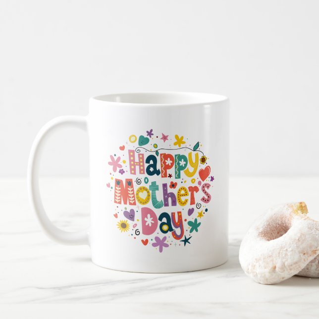 Happy Mother Day Personalisiert Name Foto Geschenk Kaffeetasse (Mit Donut)