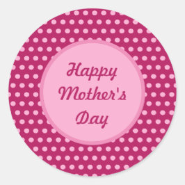 Happy Mother Day Polka Dot Round Stickers