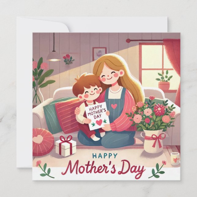 Happy Mother Day Print Design Einladung (Vorderseite)