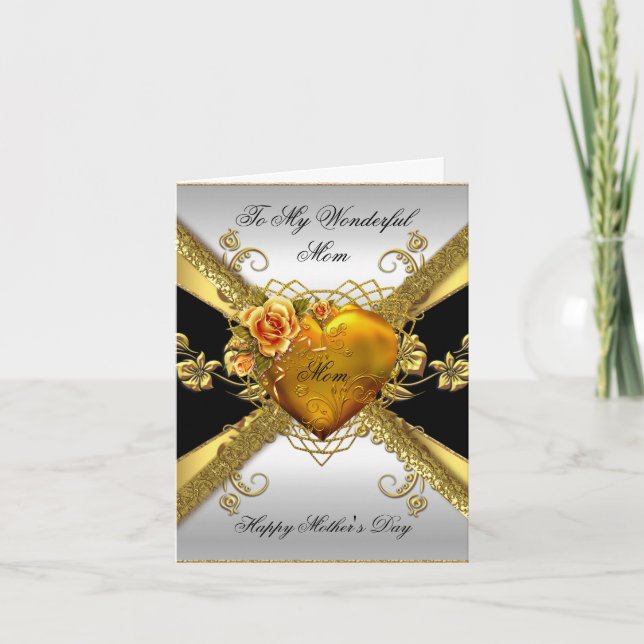 Happy Mother Day Rose Gold Heart Add Foto 2 Karte (Vorderseite)