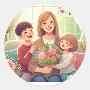 Happy Mother Day Runder Aufkleber
