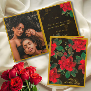 Happy Mother Day Vintag Black Gold Rote Rosen Karte